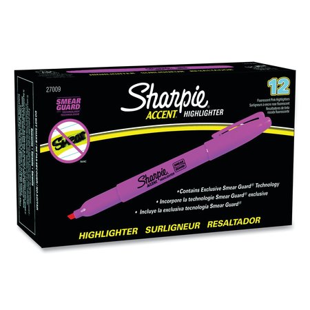 SHARPIE Pocket Style Highlighters, Chisel Tip, Pink Ink/Barrel, PK12 27009